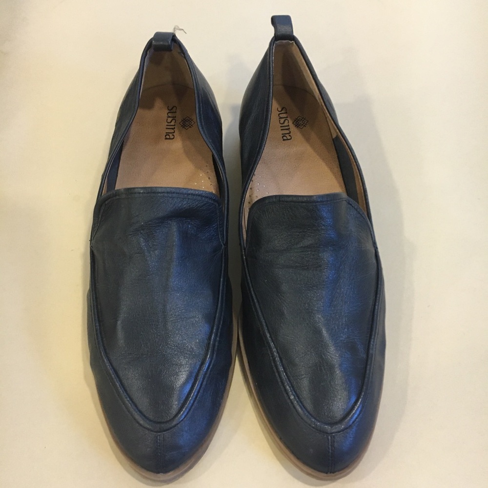 Susina Black Leather Flats